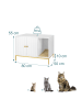 relaxdays Katzenschrank in Weiß/ Gold – (B)80 x (H)55 x (T)50 cm