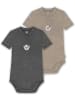 Normani Outdoor Sports 2x Baby Merino Kurzarmbody in Anthrazit/Beige