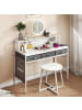 COSTWAY Computertisch Schminktisch Set mit Steckdosen in Weiß