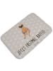 Mr. & Mrs. Panda Badematte Faultier Kaffee mit Spruch in Grau Pastell