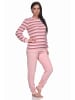 NORMANN Frottee Schlafanzug Bündchen Streifendesign - 76944 in rosa