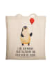 Mr. & Mrs. Panda Tragetasche Pinguin Luftballon mit Spruch in Creme