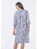 GOLDNER Leinenkleid mit Print und 3/4-Arm in marine / weiß / gemustert