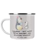 Mr. & Mrs. Panda Emaille Tasse Logopädin Helden mit Spruch in Grau Pastell