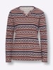 Heine Langarmshirt in marine-rotbraun-bedruckt