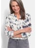 GOLDNER Florale Druckbluse mit V-Ausschnitt in marine / gemustert