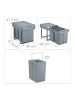 relaxdays Mülltrennsystem Grau Deluxe 2x20L