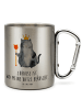 Mr. & Mrs. Panda Becher Katze König mit Spruch in Silber