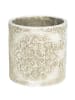 AltoBelli Blumentopf MARONI Beige mit Ornament RUND Zement 13x13 cm
