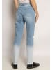 enflame Destroyed High Waist Mom Jeans mit Farbverlauf Bleached Design in Blau