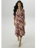 Aniston SELECTED Jerseykleid in beige-bordeaux-rot