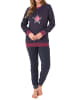 NORMANN Frottee Pyjama Bündchen Streifen und Sternen - 75886 in marine