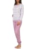 NORMANN Frottee Schlafanzug Bündchen Pyjama Streifen - 51767 in lila