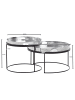 KADIMA DESIGN Couchtisch 2er Set Silber / Schwarz Metall Hammerschlag Satztisch in Silbern