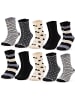 Occulto 10er Pack Muster Baumwollsocken Lotte in Schwarz-Grau