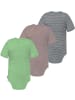 Normani Outdoor Sports 3er Set Baby Merino Body Kurzarm Tauranga in Grau/Rosa/Grün