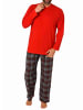 NORMANN Schlafanzug Pyjama langarm Flanell Hose Oberteil - 70829 in rot