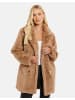 Threadbare Wollmantel THB Furry Fur Coat in beige-braun