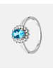 Diamant L'éternel Cluster-Ring aus 375 Weißgold mit Topas