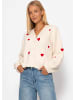 SASSYCLASSY Weicher Strickcardigan mit Zierknöpfen in Offwhite