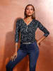 creation L 3/4-Arm-Shirt in marine-cognac-bedruckt