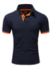 Amaci&Sons Basic Kontrast Poloshirt DETROIT in Navyblau/Orange