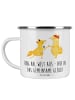Mr. & Mrs. Panda Camping Emaille Tasse Verlobung Glück mit Spruch in Weiß