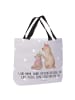 Mr. & Mrs. Panda Tote Bag Bär Kind mit Spruch in Grau Pastell