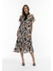 faina Damen Midikleid Mit Allover-Print in Schwarz Mehrfarbig