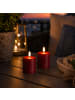MARELIDA 2x LED Mini Kerze Grabkerze für Laternen Timer Sensor H: 10cm in rot
