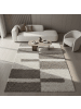 KADIMA DESIGN Teppich Hochflor Shaggy Waschbar Karo WERFEN Strapazierfähig in Beige