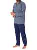 NORMANN Langarm Schlafanzug Pyjama zum durchknöpfen - 77978 in marine