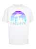 F4NT4STIC Oversize T-Shirt I BELIEVE UFO Alien Raumschiff Retro in weiß
