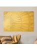 WALLART Leinwandbild Gold - Muschel Silhouette auf Leinen in Creme-Beige