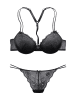 Mel Rose Set: Push-up-BH in schwarz