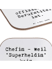 Mr. & Mrs. Panda Untersetzer Tasse Spruch Chefin Superheldin mit... in Weiß