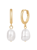 Lulu & Jane Ohrringe aus Metall-Legierung mit Süßwasser-Zuchtperle in weiß