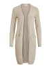 Vila Langer Cardigan Gemütliche Strickjacke mit Taschen in Beige