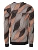Rusty Neal Wellen-Design Feinstrick Rundhals-Pullover in Orange
