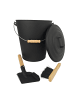relaxdays 3-tlg. Ascheeimer Set in Schwarz - 24 Liter