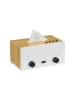 relaxdays Kosmetiktücherbox "Radio" in Weiß/ Natur - (B)24,5 x (H)12 x (T)16 cm