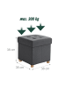 relaxdays Hocker in Dunkelgrau - (B)38 x (H)38 x (T)38 cm