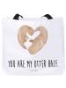 Mr. & Mrs. Panda Tote Bag Otter Herz mit Spruch in Weiß