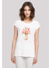 F4NT4STIC T-Shirt Rosa Frühlingsblumenstrauß in Vase in weiß
