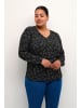 KAFFE curve Langarm-Bluse KCami Regular fit in Black/Purple Flower Print
