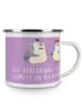 Mr. & Mrs. Panda Camping Emaille Tasse Verlobung Schritt mit Spruch in Lavendeltraum