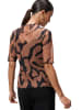 Zero  Mesh-Shirt mit Wellensaum in BlackCamel