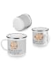 Mr. & Mrs. Panda Emailletasse Henna-Abend Farbenliebe mit Spruch in Heather Grey