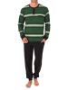 NORMANN Langarm Schlafanzug Pyjama Bündchen Streifen in grün