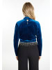 faina Damen Glitzershirt Aus Stretchsamt in Smaragd Blau